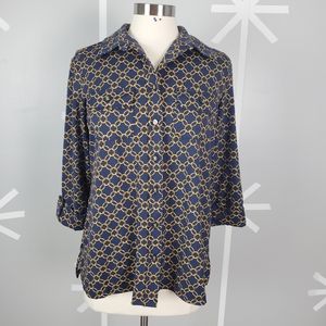 NWT Plus Size 0X Blue Chain Pattern Top